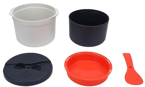 Walmeck Mikrovågsugn Pastakokare med Sil 2L Mikrovågsugn Köksredskap Set för Rispasta Grönsaker |Utrymmesbesparande Design |Perfekt för små Kök Sovsalar |PP-material
