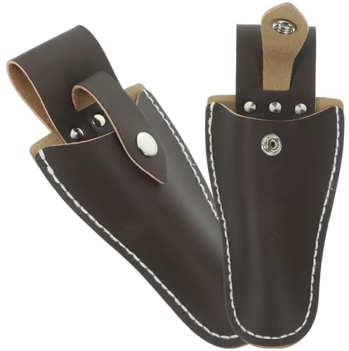 EXAOMBLE Funda para Tijeras de Podar de Jardín para 2 Piezas de Cuero PU Negro, Soporte Portátil Color Aleatorio Adecuado para Uso en Peluquería Casa