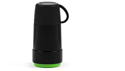 Valira 6109/128 Termo 0,25 L, Negro-Verde, Tapa convertible en práctica taza con asa