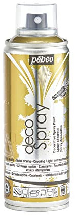 Pébéo - Peinture Acrylique en Spray - Pour la Décoration Multi Supports en Intérieur et Extérieur - Base Eau, Faible Odeur - 200 ml - Finition Chromé - Coloris Or Chromé