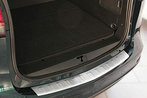 RECAMBO Ladekantenschutz Edelstahl kompatibel für OPEL Zafira C Tourer, 2011-2019 - matt gebürstet mit Textur - Styling und Schutz für die Stoßstange