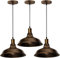 STOEX 3PCS Suspension Luminaire Vintage Métal 27cm, Lustre Plafonnier Industriel Lampes LED E27 Corde Ajustable pour Salon Cuisine Restaurant Salle à manger Chambre (Laiton)