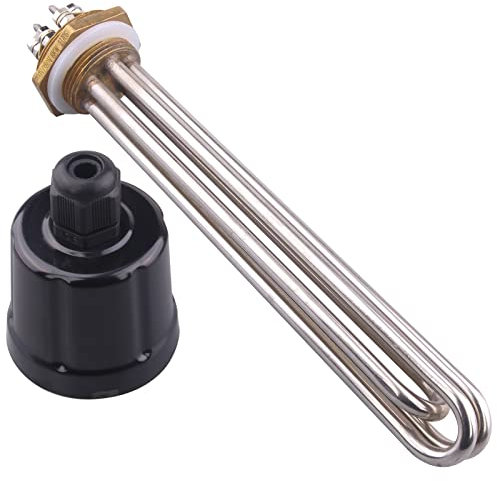 Elemento calefactor eléctrico de inmersión 220/380 V 6000 W 3U 1,5 pulgadas (DN40) rosca BSP brida de latón con anillo de silicona y cubierta de plástico