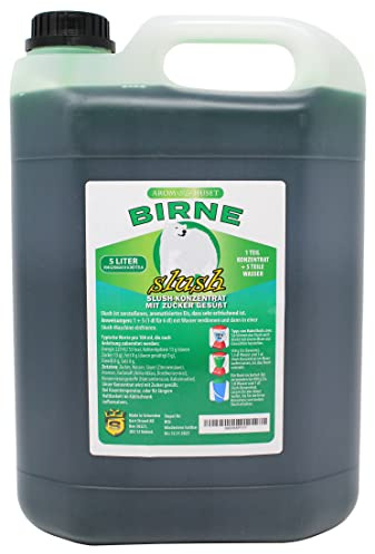 Birnen-Slushkonzentrat 5 L | Mischungsverhältnis 1:5 | Slush-Eis | Crush-Eis | Wassereis | Granita | ohne künstliche Farbstoffe | für Slushie-Maker