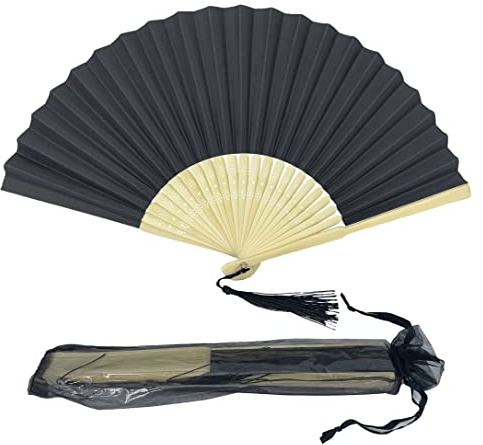 FANSOF.FANS Chinese Paper Folding Hand Fans with Tassel & Bamboo Ribs – Handheld Paper Fans for Wedding Guests, Bridal Shower & Hen Party Favours, Decorative Cooling Hand Fans