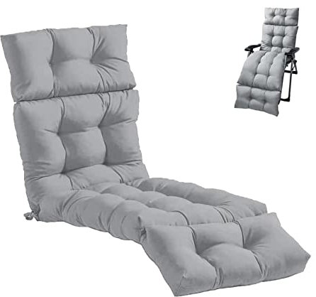 DXDRT Liegenauflage, Auflage für Gartenliege 180x55cm, Auflagen für Deckchair, Polsterauflage für Sonnenliege, Kissen für Liegestuhl,Grau