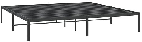 vidaXL Bettgestell, Bettrahmen mit Lattenrost, Metallbett Bett für Schlafzimmer, Doppelbett Gästebett Metallkonstruktion, Metall Schwarz 193x203cm