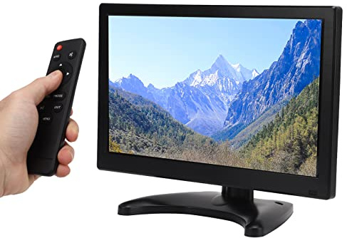11.6 Inch Portable Monitor 1920 X 1080, 16:9 Screen Ratio, Mini LED Monitor Dual Speakers Multiple Inputs, PC Screen with Remote Control (batteries Not included) (UK Plug)