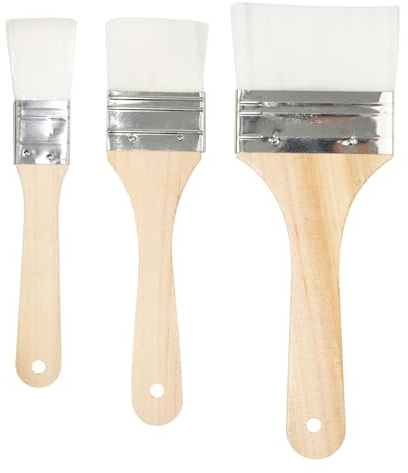 Set of 3 Chip Paint Brushes with Synthetic Bristles for Priming Painting, Varnishing, Wood, Walls, Painting
