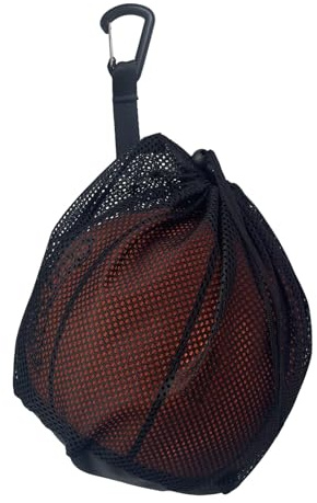 CORECISE Einzelne Balltasche, Ball-Aufbewahrungstasche, Netz-Tragetasche mit Reißverschlusstasche, Kordelzug auf der Rückseite für Basketball, Volleyball, Fußball, Fußball