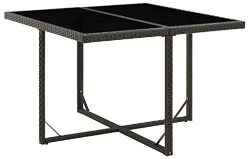 AUVYI Gartentisch Schwarz 109x107x74 cm Poly Rattan und Glas Dining Table Pokertisch Bierpong Tische Campingtisch Buffettisch Küchentisch Biertisch Multifunktionstisch Beistelltisch Klein