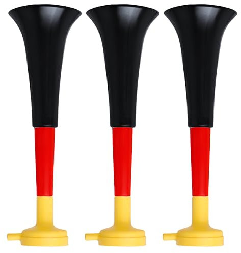 COCOSY Vuvuzela - Tromba da gioco, 3 pezzi, in plastica, molto rumorosa, per feste sportive, feste, gioco di calcio, silenzioso, ideale per gli appassionati di calcio
