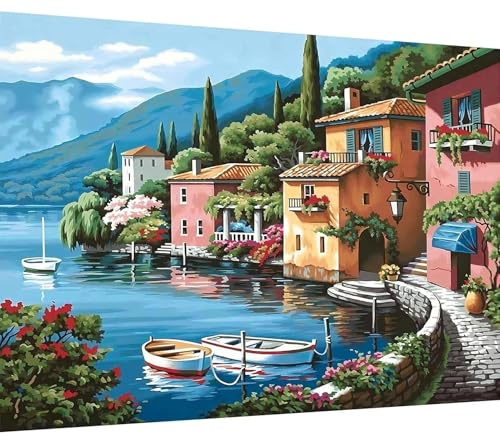 YALKIN Malen Nach Zahlen Erwachsene, Paint by Numbers Malen Nach Zahlen, DIY Landschaft mit Pinseln und Acrylfarben Handgemalt Ölgemälde Leinwand für Home Decor, Ohne Rahmen (40x50cm)