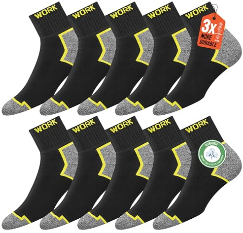 SOXCO 10 Pares Quarter Calcetines Hombre Trabajo Cortos WORK Socks, 35-38