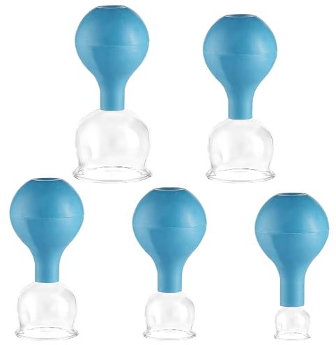 5 Pezzi Coppette Coppettazione Massaggio, Realizzato in Vetro e Silicone di Alta Qualità, Massaggio Viso. Massaggiatore Muscolare, Per Uso Domestico, può Essere Utilizzato su Schiena e Viso