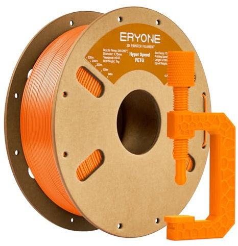ERYONE Hochgeschwindigkeits-PETG-Filament 1,75mm +/- 0,03mm, Hyper Speed PETG-Filament 30-600mm/s, 1kg (2,2LBS) / Spule, Orange