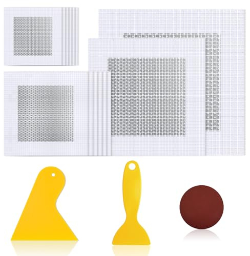 BITOWO 17Pcs Drywall Wall Repair Patch Kit 2 4 6 8 Inch White Aluminum Plasterboard Plaster Drywall Hole Filler Patch Repair Kit with Scraper Sand Paper