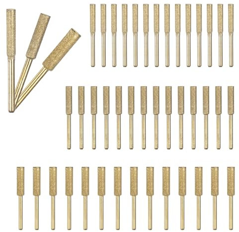 M METERXITY 45-Pack Diamond Chainsaw Sharpener, 5/32, 3/16, 7/32 High Hardness Grinding Stone Chainsaw Sharpening Kit for Electric Chainsaw Sharpener/Stone Carvings [3mm Gold]