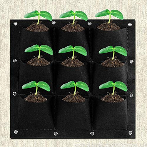 Vertikale Begrünung Hängende Wand Garten S, 9 Pflanztaschen Pflanzgefäß Schwarz