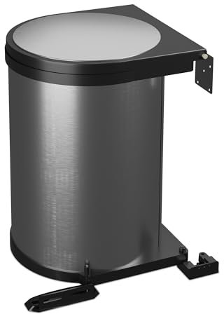 Relaxdays Pattumiera Sottolavello 12 L, Bidone Estraibile per Spazzatura Differenziata in Cucina, 37x28x28,5 cm, Acciaio, Inox