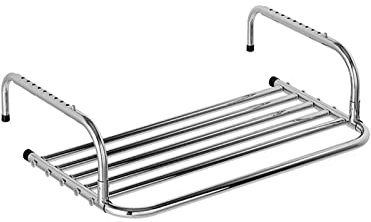 Tendedero plegable de acero inoxidable para barandillas de balcón, ahorro de espacio, estante de lavandería montado en la pared con colgador ajustable, 40 cm