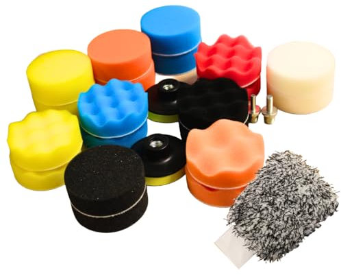 EXPERT Kit de Polissage Voiture 28 PCS - Tampons de Polissage et Lustrage - Pads Mousse pour Perceuse - Kit Rénovation Carrosserie et Peinture Auto - Suppression des Rayures et Brillance