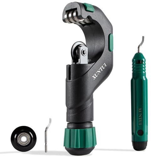 Copper Pipe Cutter Set for 5-50mm OD, Tube Cutter for Copper,Brass,Aluminum&Stainless Steel, HVAC Metal Plumbing Tubing Cutter Tool with Deburring Tools&Extra Blades