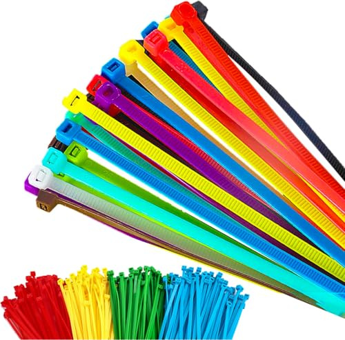100 Pcs Reusable Cable Ties, Coloured Cable Ties, 200x28mm Reusable Cable Ties Nylon Zip for Home Garden Office and DIY, 10 Color Mixed Set
