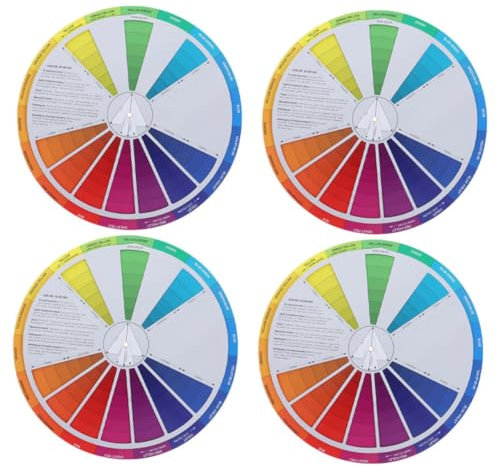 HORIALENCE 4pcs Standard Color Wheel Mixing Chart Paint Mixing Learning Guide for Art Students Watercolor Class Teaching Tool for Makeup and Painting