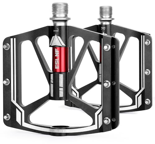WILDKEN Pedali Flat MTB, Leggeri Pedali MTB in Alluminio, Antiscivolo Pedali Bici da 9/16 Impermeabile Antiruggine 3 Cuscinetti Sigillati Rosso Pedali Bici da Corsa per Bici da Strada E-Bike BMX