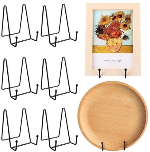 LDXDRU 8 Stück Tellerhalter Ständer, 4,5 Zoll Mini Staffelei Teller Ständer Metall, Schwarz Teller Halterung Display Ständ für Foto , Bücher, Bild, Bilderrahmen