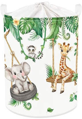 Clastyle Panier Rangement Bébé pour Jouets Corbeille a Linge Animaux Forêt