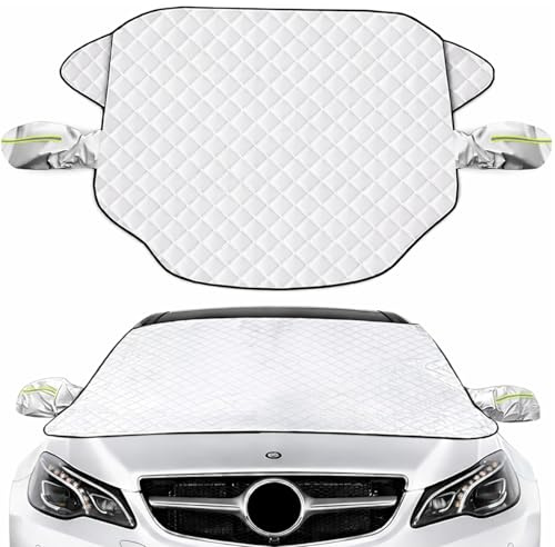 NewZC Universelle Bache Protection Pare Brise Voiture Hiver été avec Housses de Rétroviseur - 193 x126cm Couverture Pare-Brise Voiture Soleil Magnetique pour Exterieur Anti UV Neige Givre Gel Grêle