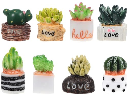 Toyvian 8 Stück Künstliche Kaktusfiguren aus Robustem Kunstharz Leichte Miniatur Pflanzen für Puppenhaus Dekoration und Einkaufszentrum Atmosphäre