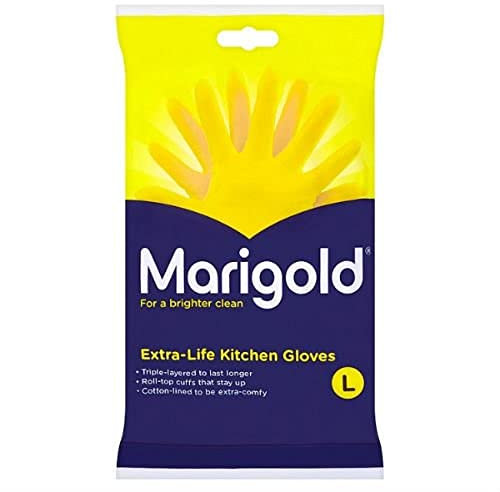 MARIGOLD Women's MARIGOLD Extra Life Kitchen Gloves Large Case of 6, Yellow, L Pack 6 UK