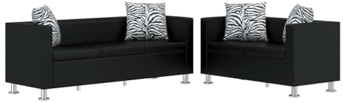 vidaXL 2X Divani Neri 2 Posti e 3 Posti Accessori Casa Salotto Arredi Sofa