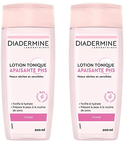 Diadermine - Lotion Tonique Apaisante PH5 - Peaux Sèches et Sensibles - Tonifie et Hydrate - Prépare la Peau à la Routine - 84% d'Ingrédients d'Origine Naturelle - 200 ml - Lot de 2