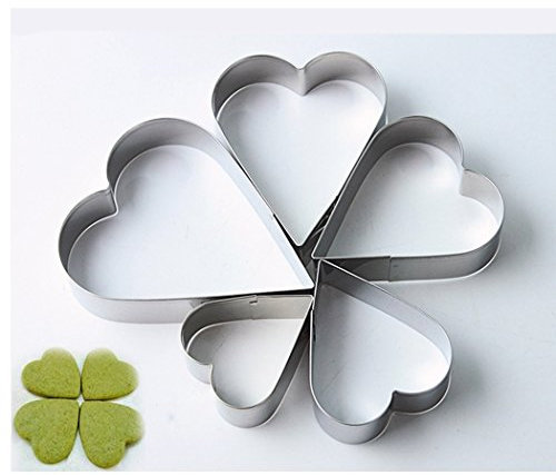 SIPLIV Stainless Steel Valentine's Day Heart-Shaped Cookie Cutters Shapes Biscuits Chocolate Molds Maker Set of 5
