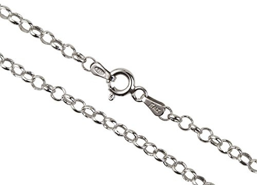 AKA Gioielli® - Damen Kette 925 Sterling Silber Rhodiniert - Erbskette 3 mm - 75 cm lang