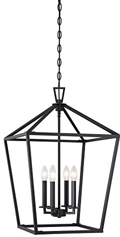 Savoy House 1-321-4-89 Townsend Traditional Open Frame Pendant Light Fixture, 4-Light 240 Total Watts, 26 H x 17 W, Matte Black