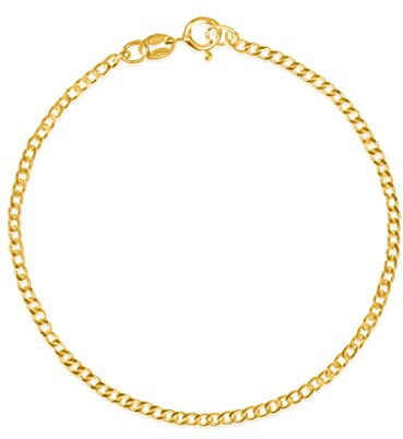 modabilé Armband Damen Gelbgold Vergoldet Armkette aus 925er Sterling Silber (15cm-22cm 1,85mm breit) Silberarmband Panzerkette 925 ohne Anhänger