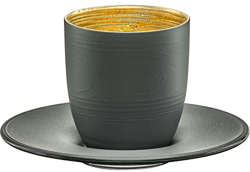 EISCH Cosmo Espressobecher mit Untersetzer Grau-Gold 109/6 in Geschenkröhre