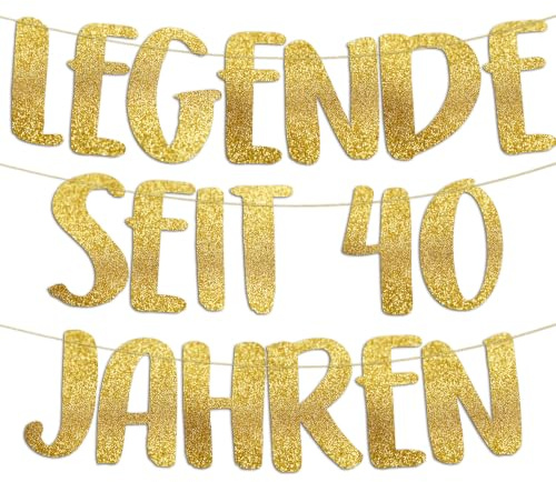 Lustige Banner, Glitzerbanner Legende Seit 40 Jahren, Partyzubehör zum 40. Geburtstag