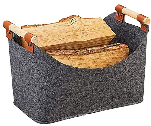 Liudan Firewood Log Carrier Firewood Basket Foldable Storage Box Felt Bag Storage Basket Portable Firewood Frame Sundries Storage Bag Firewood Carrier Bag (Color : A)