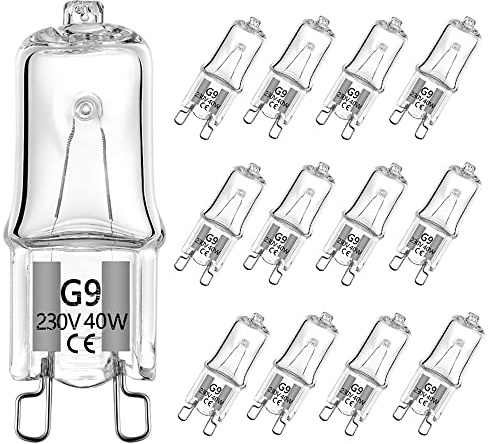 VINBE ampoule halogène G9 T4 25W JCD Bi-Pin 350LM 230V dimmable, 2700K warmweiß, für Kronleuchter, Schrankleuchten, Landschaftsleuchten, Wandleuchten (12 Packs)
