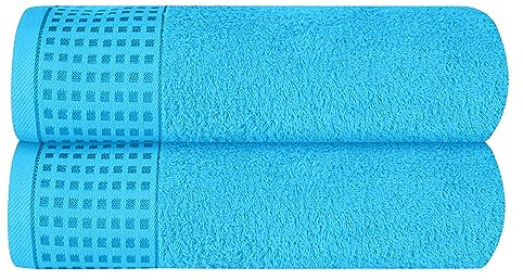 GLAMBURG Baumwolle 2er-Pack übergroße Badetücher 100 x 150cm, große Badetücher, Ultra saugfähig, kompakt,Umweltfreundlich und 100% recycelbar, schnell trocknendes und leichtes Handtuch — Türkis Blau