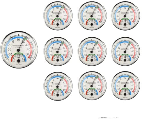 RANRAO 10 Stück Thermometer Hygrometer Thermo Analog Luftfeuchtigkeit Raumklima Kontrolle Innen Wandmontage Thermometer für Monitor Normal In/Outdoor Wetterbedingungen