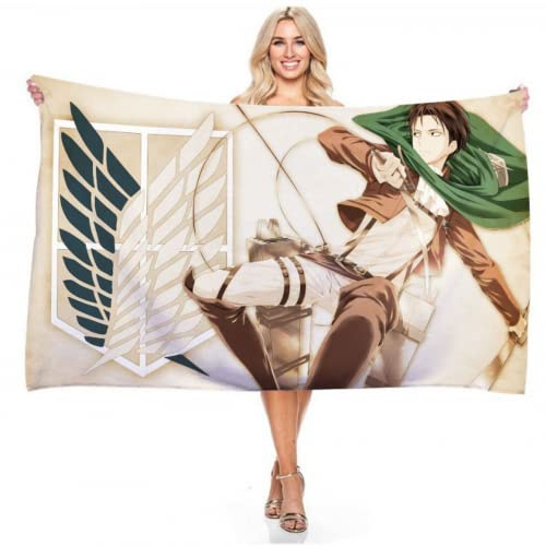 IMFLY AttackTitan Anime Strandtuch,Badetuch 70cm X 140cm,Strandlaken Handtuch Badelaken Saunatuch,Handtücher Für Kinder (5,90x180cm)