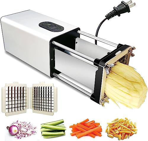 GBHJJ Cortador Verduras Eléctrica, Profesional Eléctrico Cortador de Patatas Acero Inoxidable con Hoja de 1/2 y 3/8 Pulgadas, Patatas, Zanahorias, pepinos (Elija uno de los tamaños)