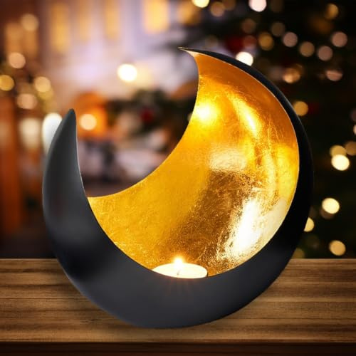 Orientalische Deko Windlicht Moona Teelichthalter aus Metall Gold 20cm